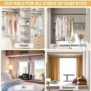 Closet Rods for Hanging Clothes, Heavy Duty Closet Rod 17"-39" Metal Black